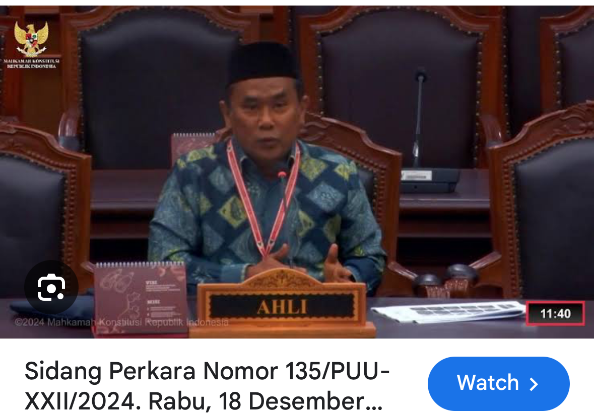 Jawaban Ahli atas Pertanyaan Pemohon, Termohon, dan Hakim Konstitusi dalam Sidang Pemeriksaan Perkara Nomor 135/PUU-XX/2024